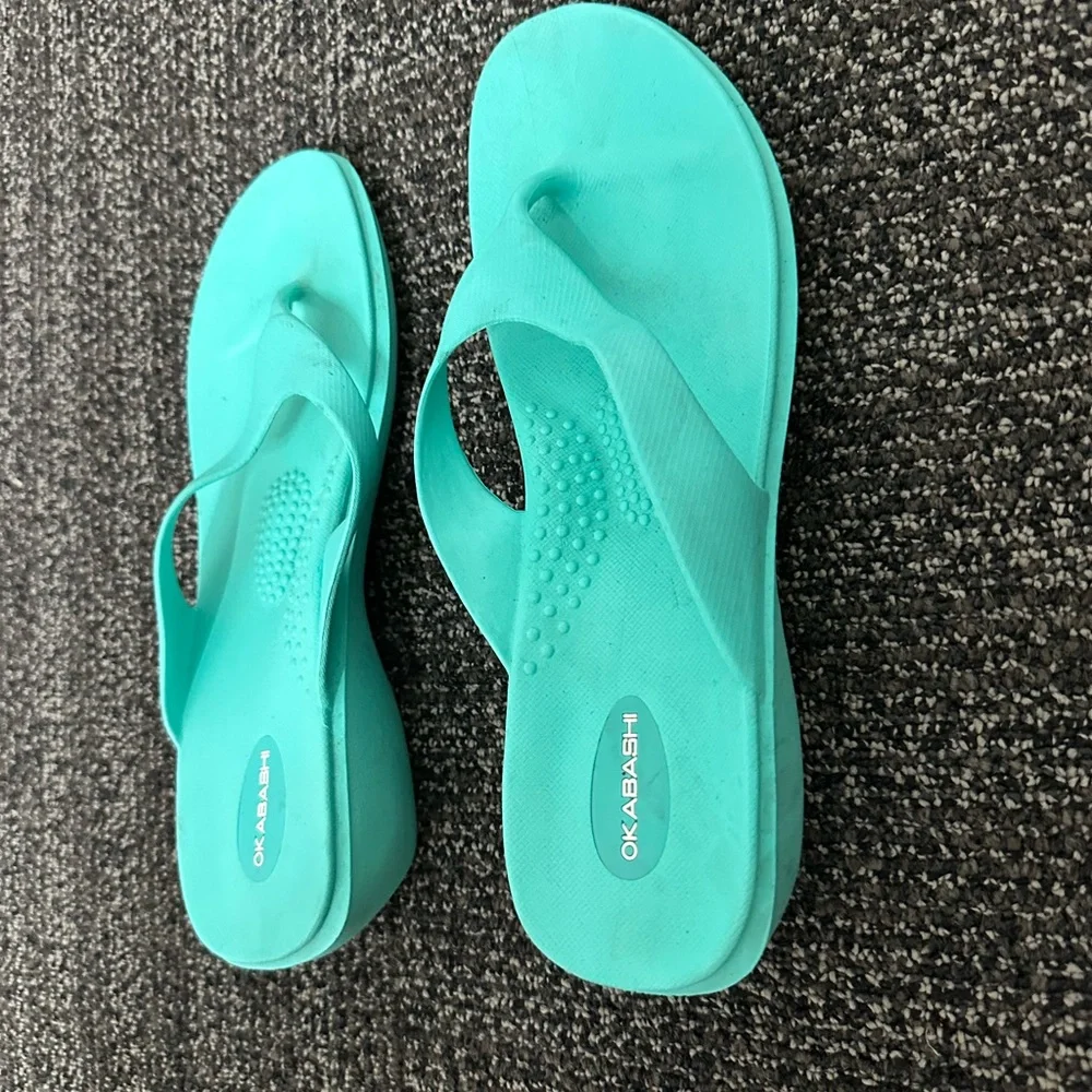 OKABASHI WOMEN'S Splash Flip Flops SANDALS SIZE L Green - Picture 2 of 8